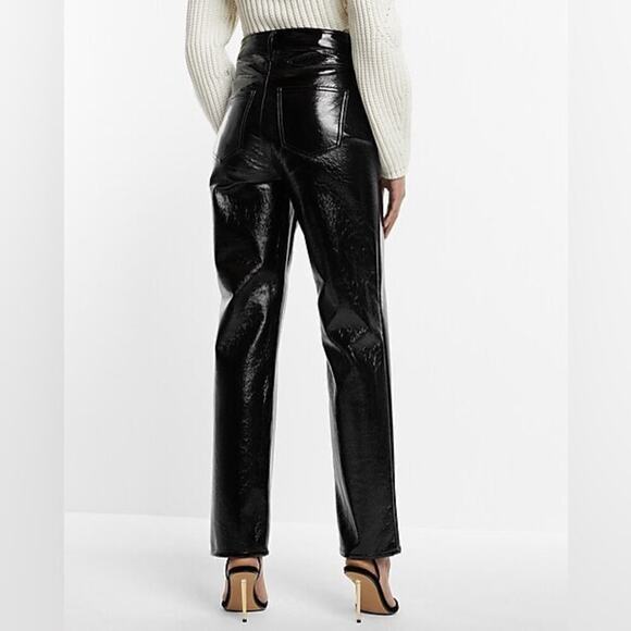 NWT Super High Waisted Faux Patent Leather Modern Straight Pant Size 8R - Picture 4 of 11